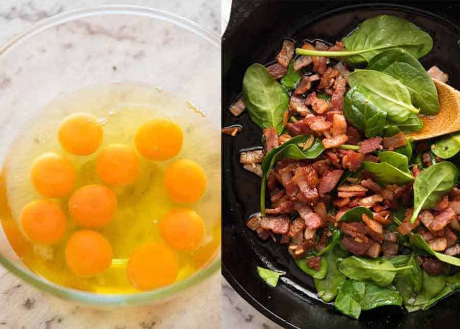 Tocino y huevos para frittata