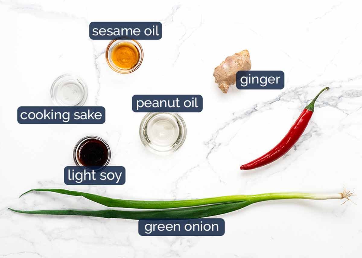 Ingredientes de pescado de jengibre de jengibre