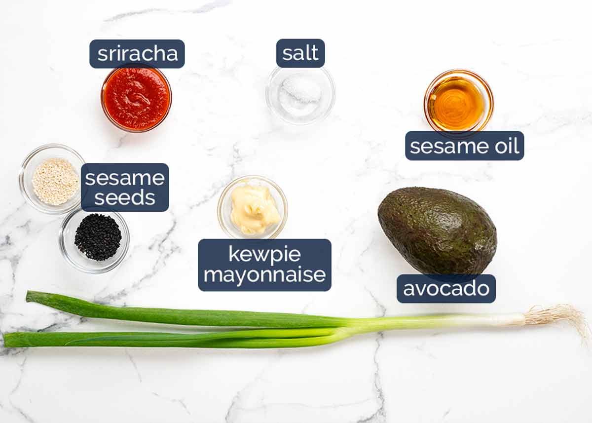 Ingredientes en arroz nítido con atún picante