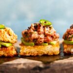 Spicy tuna crispy rice ready to be eaten