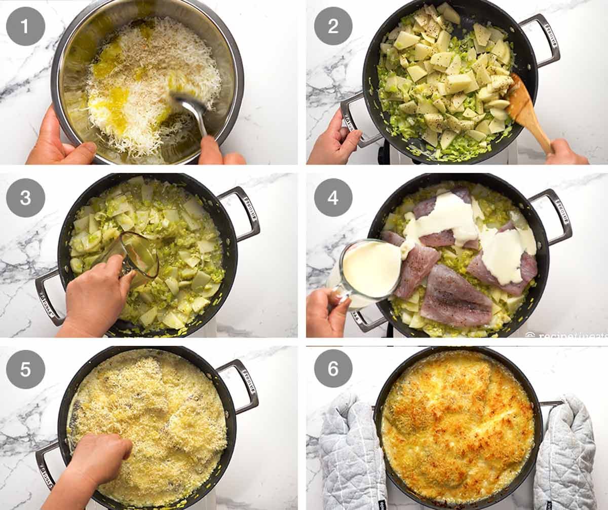 Cómo hacer pescado cremoso en el gratin de papa