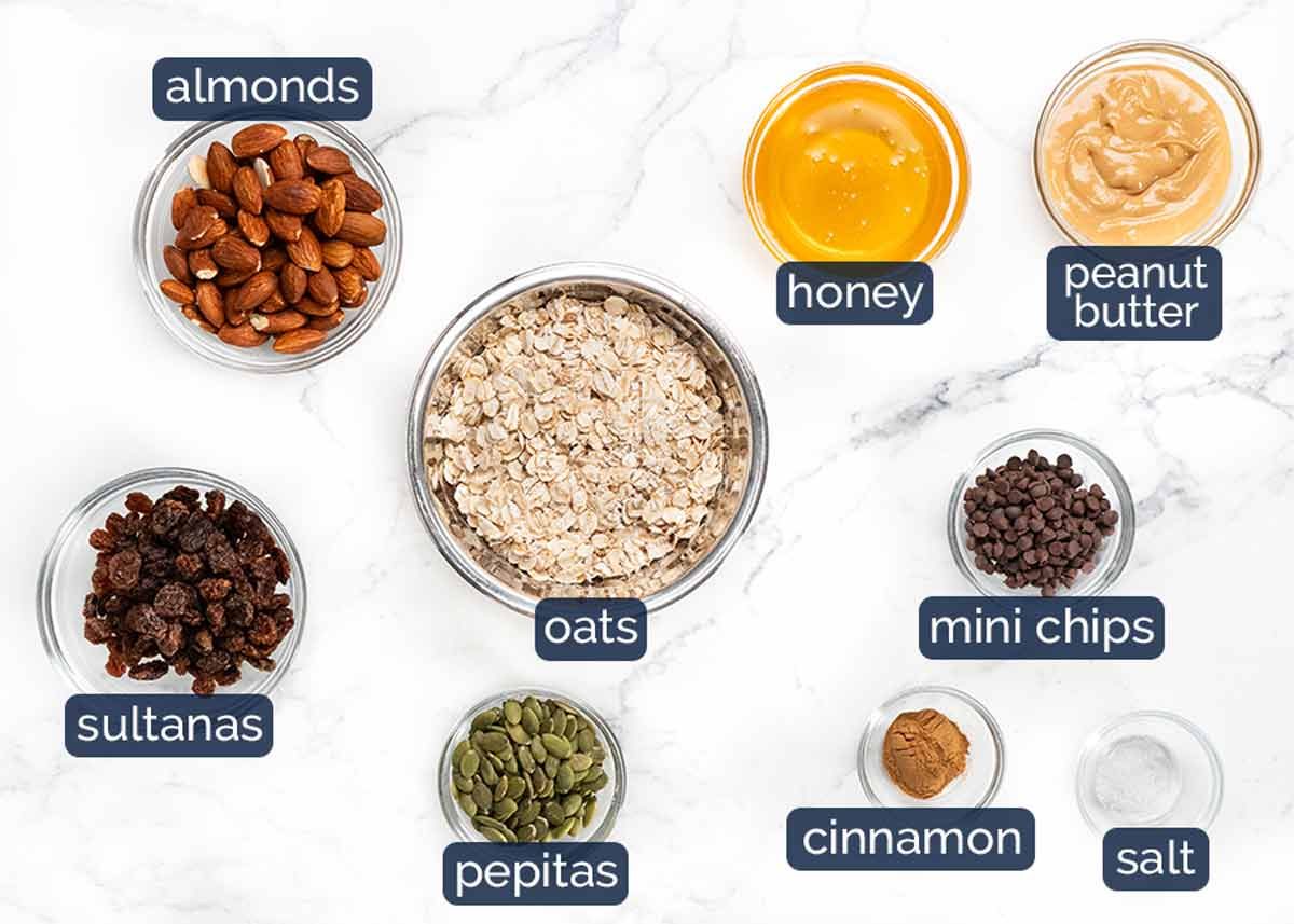 Ingredientes de barras muesli croquant