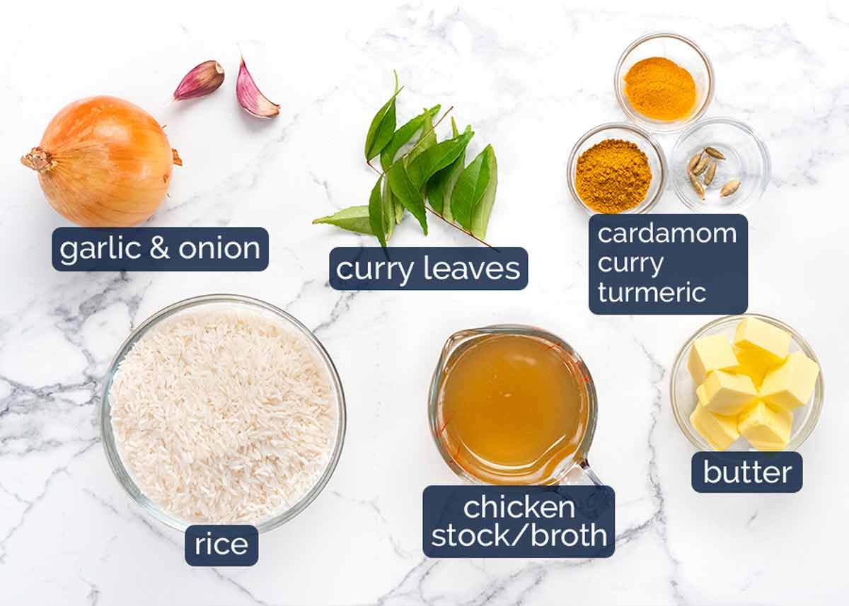 Ingredientes de Kedgeree: pescado inglés y arroz