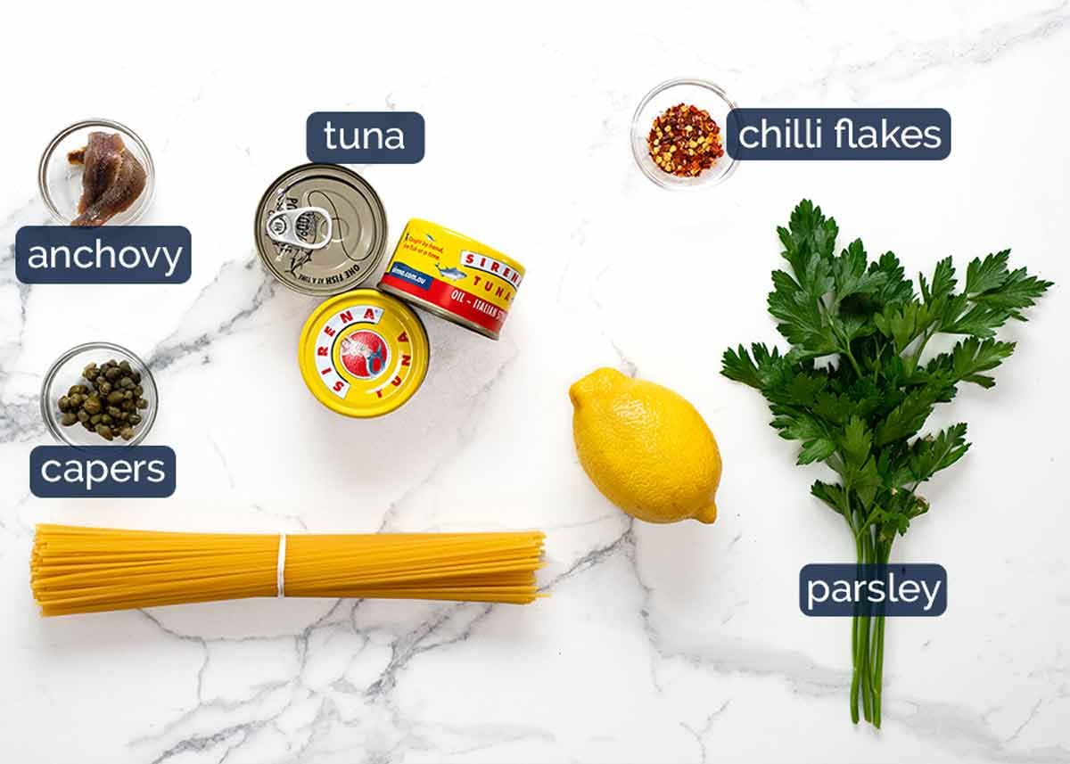 Ingredientes en pasta de atún enlatada
