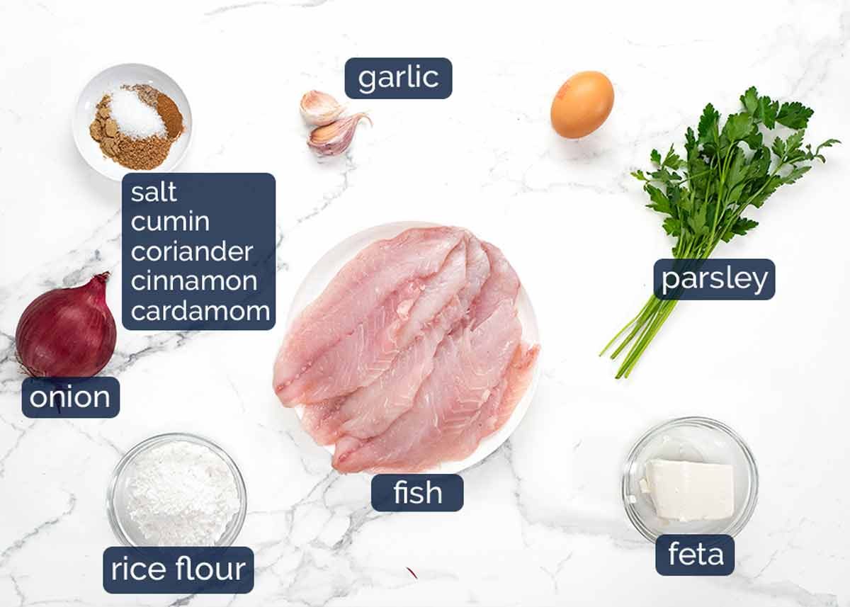 Ingredientes en pescas koftas