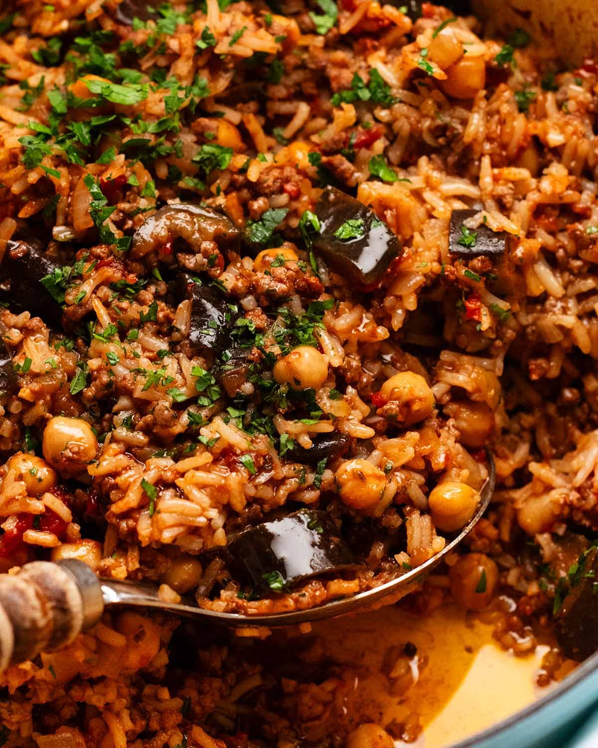 Moussaka boeuf arroz pilaf - receta de carne de res y arroz