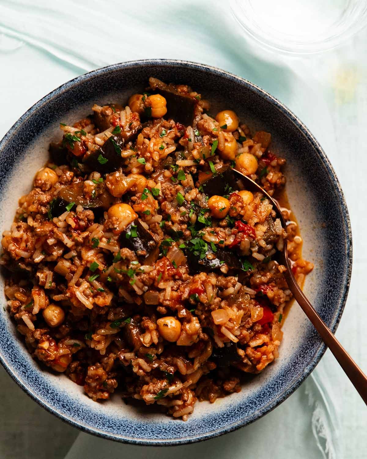 Moussaka boeuf arroz pilaf - receta de carne de res y arroz