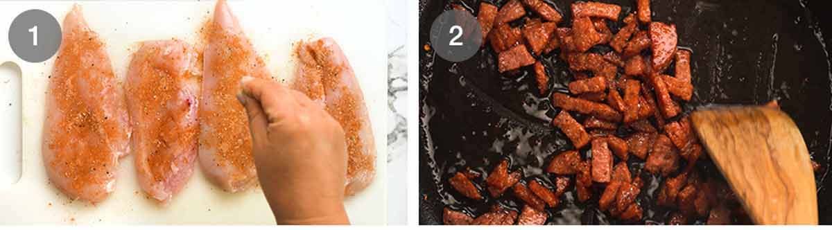 Cómo hacer un pollo con pollo con pollo con salami crujiente (orzo)