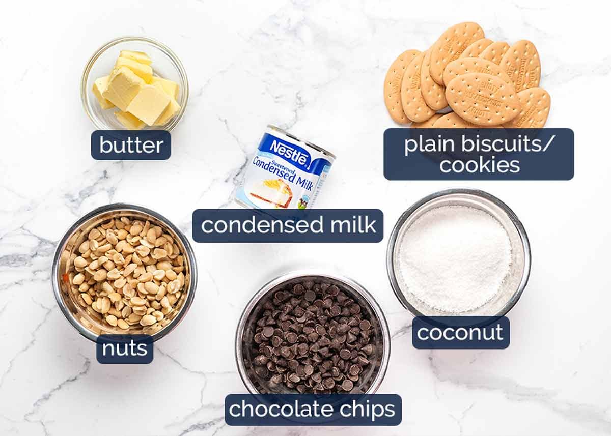 Ingredientes en barras de chocolate