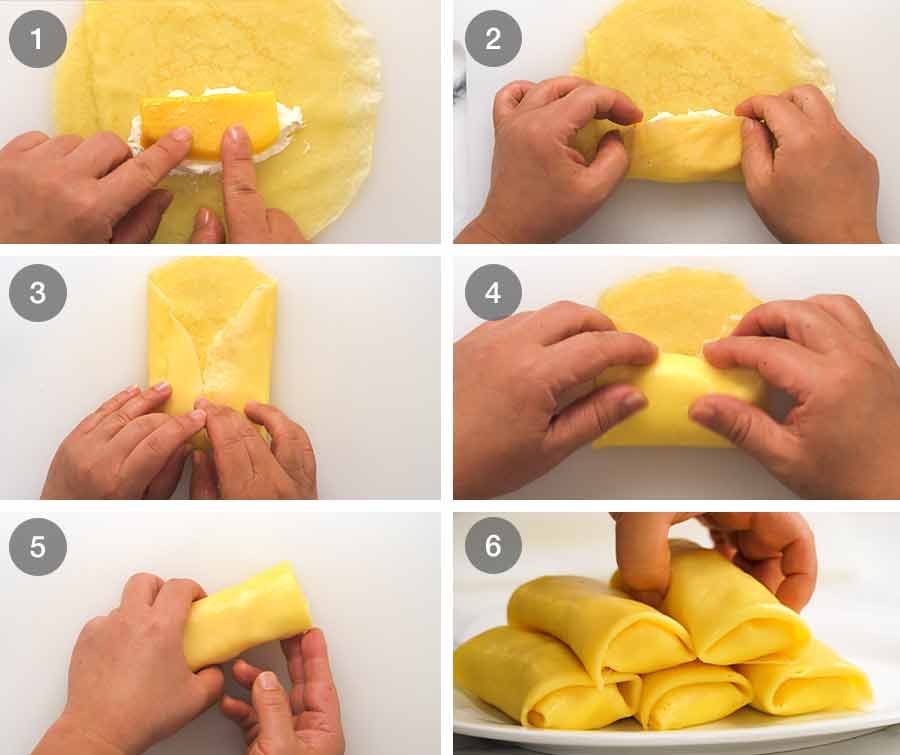 Cómo montar los panqueques con mango
